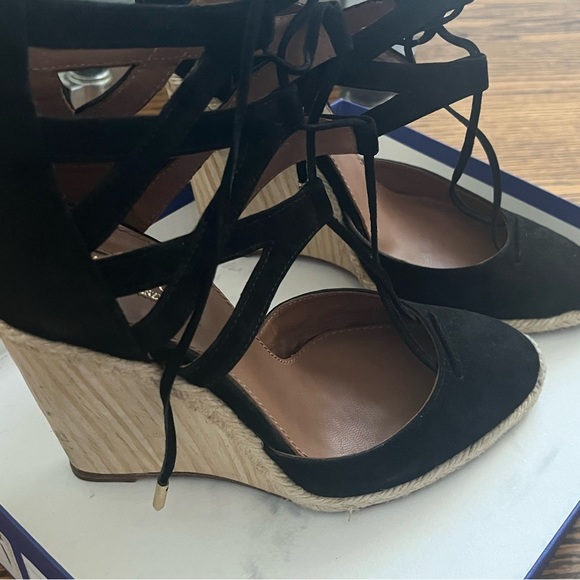 Aquazzura size 40 black wedges with box. Bought at Saks in Toronto. - Picture 2 of 7